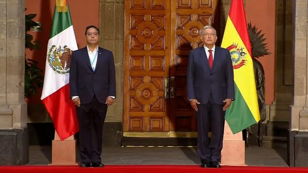 AMLO received the President of Bolivia, Luis Arce at the National