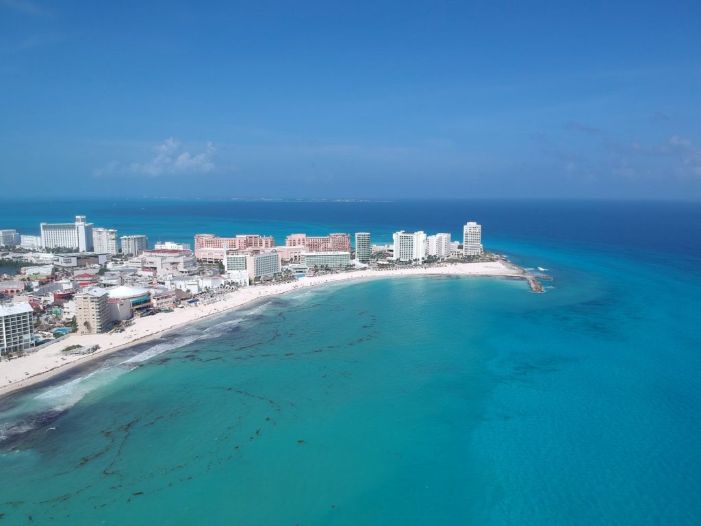 aerial view of the gaviota azul beach in cancun