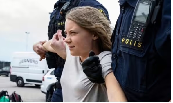 Activist Greta Thunberg arrested at oil tanker protest in Sweden - The ...